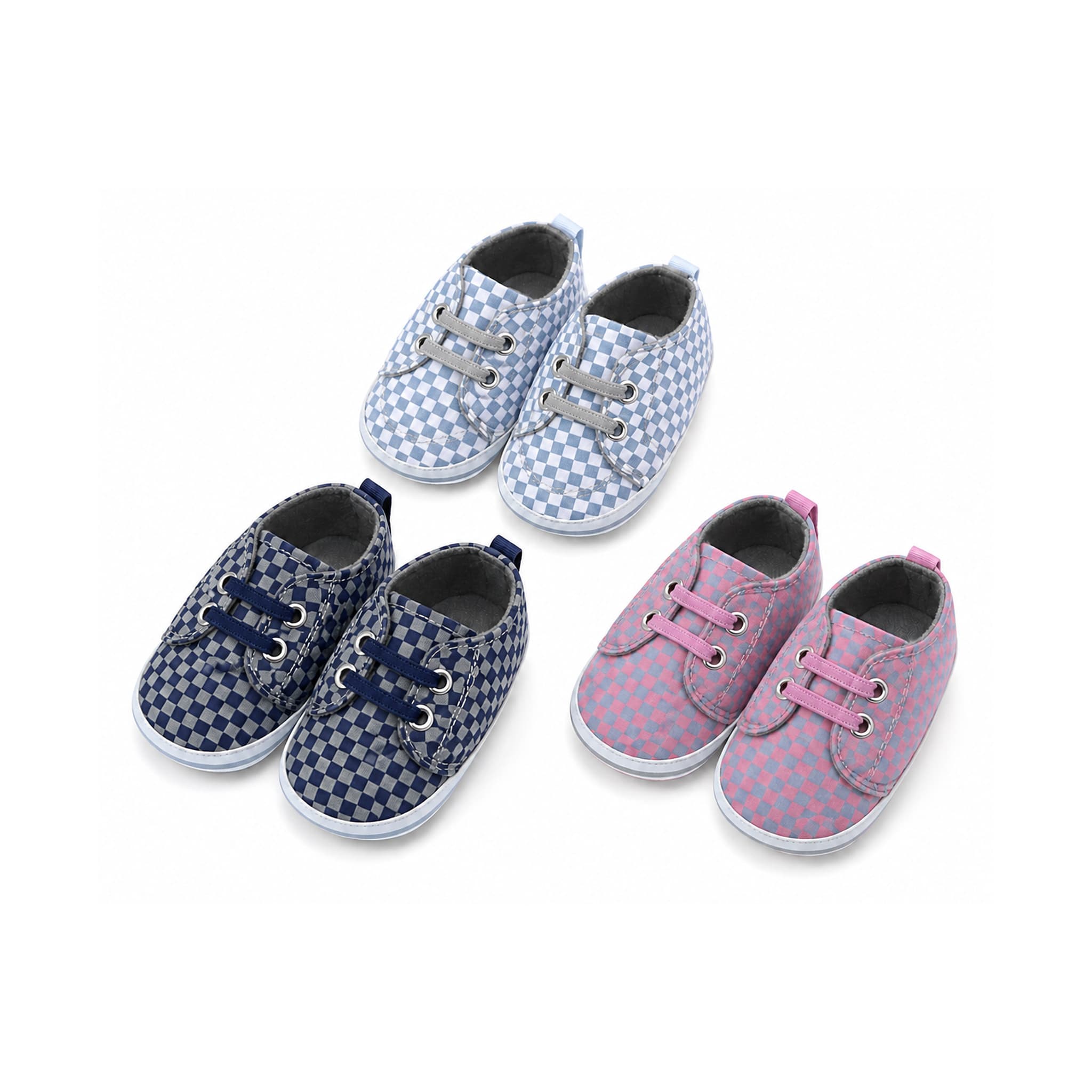 Checkerboard Lace-Up First Walkers