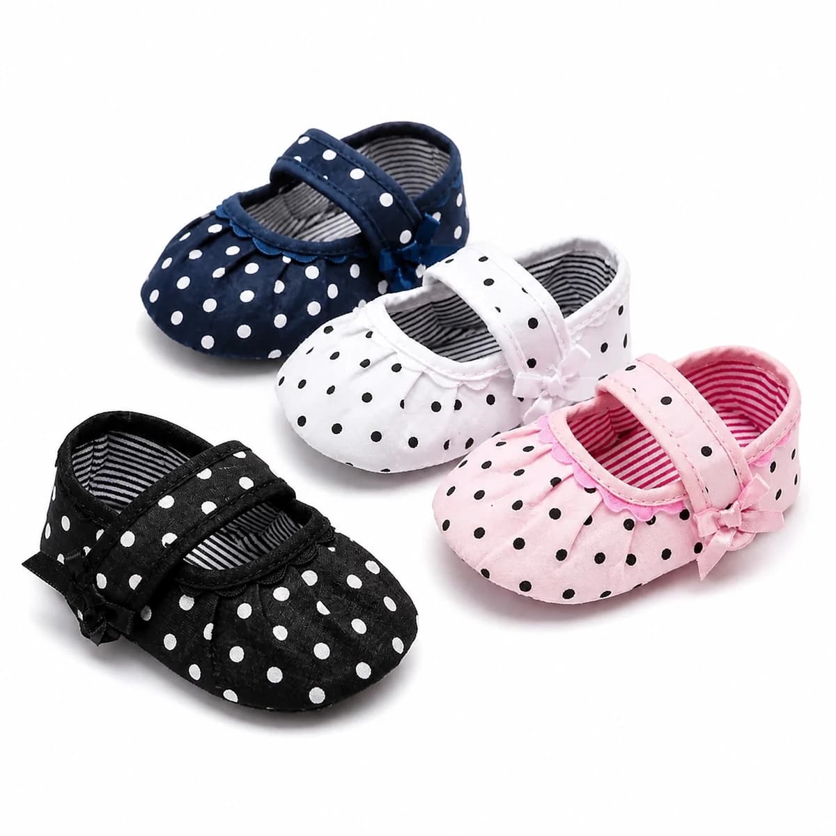 Polka Dot Bow Soft-Sole Flats